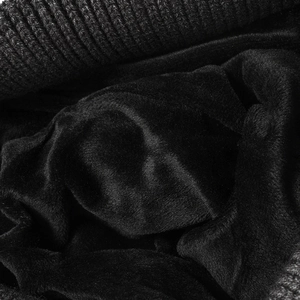 Thick black knitted beanie for men and women with warm fleece lining for winter seasons