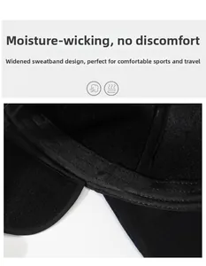 Detail of the wide moisture-wicking sweatband inside a winter outdoor baseball cap