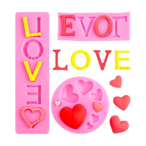 Moule en silicone en forme de cœur et lettres Love pour décoration de gâteaux et DIY