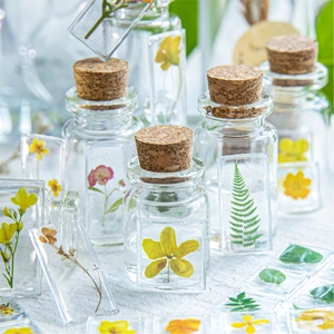 3D acrylic floral stickers and botanical DIY glass bottle set for phone case decor