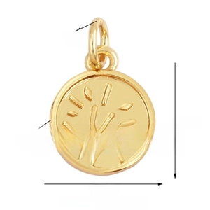 Detailed view of a 12mm gold heart charm with embossed patterns and size specifications