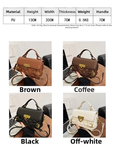 Quilted PU leather handbag set in four colors with 20x13x7cm size and metal buckle detail