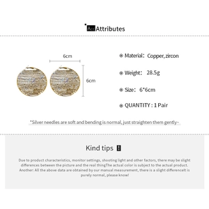 Detailed view of 6x6cm gold-plated hoop earrings with sparkling cubic zirconia settings
