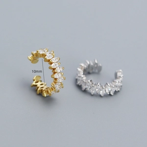 925 silver ear cuffs with marquise-cut cubic zirconia in gold and silver, 10mm inner diameter