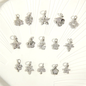 Pendentifs trèfle et étoile en argent plaqué 18K avec zircone pour bijoux DIY