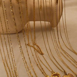 Gold layered heart pendant necklace set with shell inlay on stainless steel chains