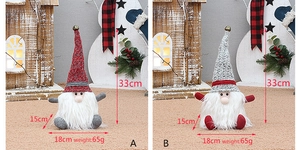 Detailed size specifications of 33cm tall Christmas gnome ornaments with knit hats