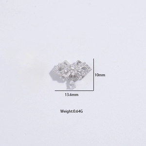 S925 sterling silver bow pendant with teardrop gemstone and dimensions 13.6mm by 10mm