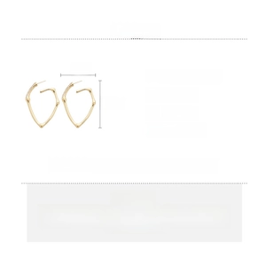 Detailed spec sheet for gold bamboo heart earrings with alloy and water drill details