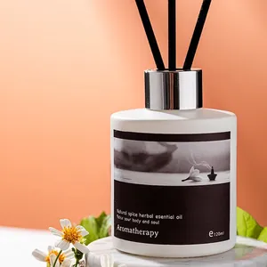 120ml lavender aromatherapy reed diffuser set in frosted white glass bottle with fiber sticks
