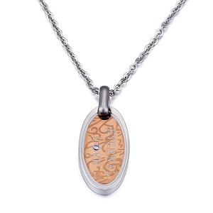 Zweiring-Edelstahlkette mit Eternal Love Gravur und funkelndem Kristall für Paare
