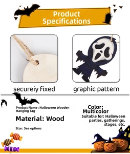 Detail of Halloween wooden door sign featuring Ghostface mask with secure hemp rope hanger