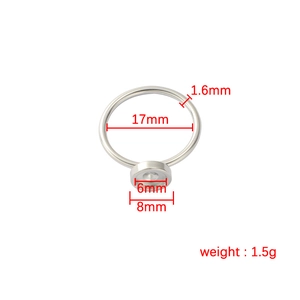 DIY stainless steel blank ring base 17mm with round setting for jewelry making