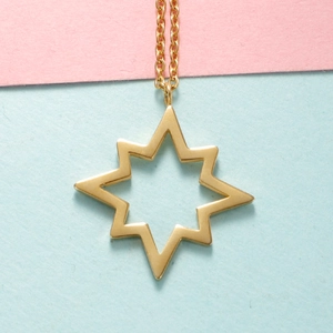 Minimalist gold stainless steel North Star cutout heart pendant necklace for women