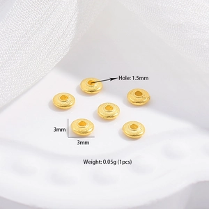 6 Stück 3mm vergoldete S925 Silber flache runde Zwischenperlen für die Schmuckherstellung