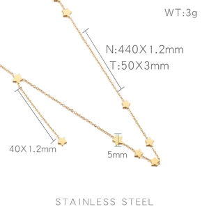 Gold stainless steel pentagram star necklace with nine charms on a minimalist chain