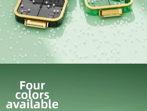 Close-up of portable pill box with four transparent compartments and gold metal frames