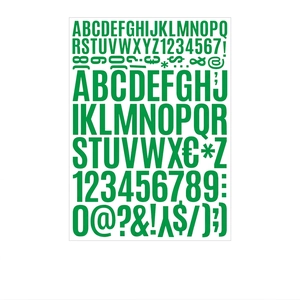 Detail of dark green vinyl letter and number stickers for mailboxes and cars
