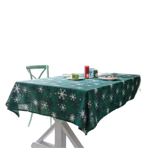 Nappe de Noël verte avec motifs de flocons de neige pour tables rectangulaires de fête