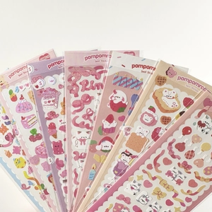 Cute laser animal seal stickers featuring pastel cats and bears for scrapbooking