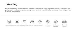 Detailed washing and care instructions for the 90cm Russian floral pattern silk scarf