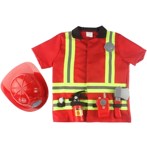7-piece kids firefighter role play costume set with vest, helmet, and toy accessories