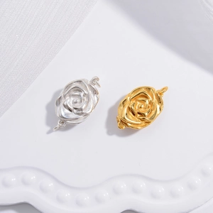 S925 sterling silver rose shaped necklace clasps in gold and silver finishes