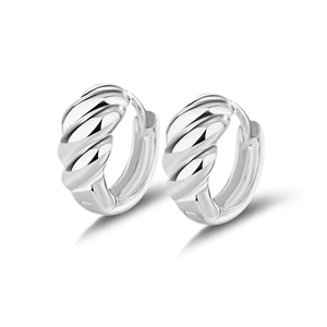 Boucles d'oreilles créoles en argent S925 avec design torsadé élégant en spirale
