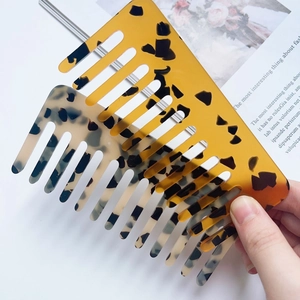 Antistatic marble texture acrylic hair combs with tortoiseshell patterns for women