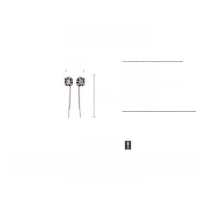 Square rhinestone tassel earrings with geometric patterns, 10.3cm length measurement