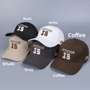 Collection de casquettes de baseball en coton brodé noir blanc kaki gris et brun