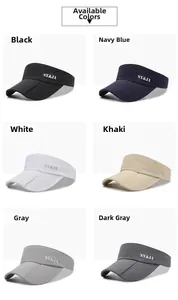 Detail view of foldable sun visor hats in six colors with breathable laser-cut side holes