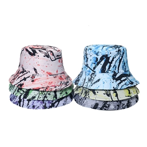 Graffiti Bucket Hat Polyester Splash Paint Sun Protection Streetwear Hip Hop Outdoor Fisherman Cap Men Women