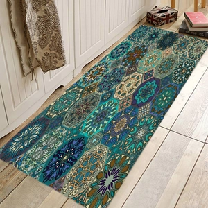 Bohemian Mandala Print Non-Slip Absorbent Floor Mat Colorful Ethnic Pattern Polyester Area Rug For Kitchen Entryway