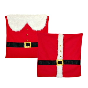 Housses de chaise de Noël festives avec motifs de Père Noël en tissu peluche rouge et blanc
