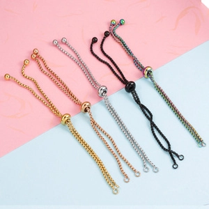 Adjustable Slider Bracelet Chain Accessory 304 Stainless Steel Box Chain For DIY Jewelry Making Polished Semi Finished