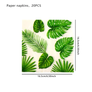 Detail of 20pcs tropical palm leaf napkins measuring 16.5cm for summer party decor