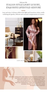 Detail of pink silk bathrobe with black piping trim and elegant matching waist tie