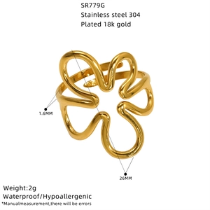 Detailed view of 18K gold plated stainless steel ring with 304 waterproof material