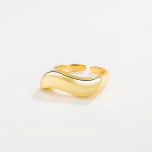 S925 Sterling Silver Wavy Open Ring For Women Minimalist Irregular Geometric Finger Ring Adjustable Ins Style Jewelry Gift