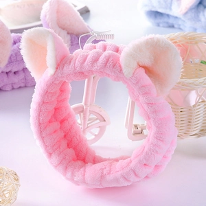Süßes Plüsch Katzenohr Haarband in Rosa zum Waschen und Pflegen mit weicher Textur