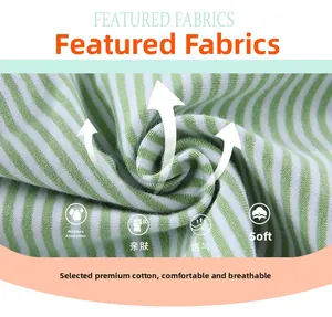 Breathable combed cotton fabric detail for girls striped leggings with soft texture