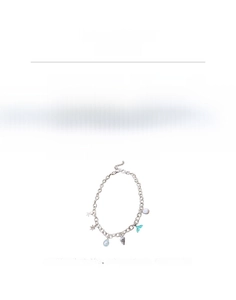 Detailed view of ocean-themed necklace with starfish charms and dimensions info