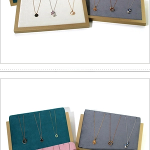 Solid wood jewelry display stand with multi-colored velvet for necklace showcase