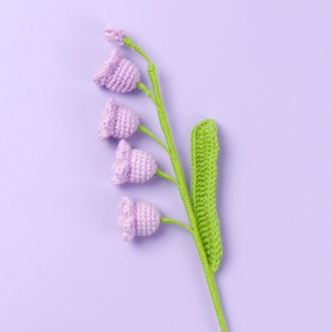 Handmade purple lily of the valley crochet flower branch for home decor decoration