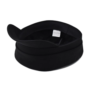 Detailed view of internal label showing cotton blend fabric and size 58 of black flat cap