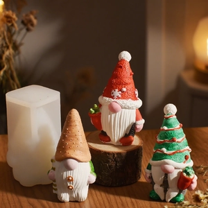 DIY Christmas gnome silicone molds for candles and plaster ornaments with three designs