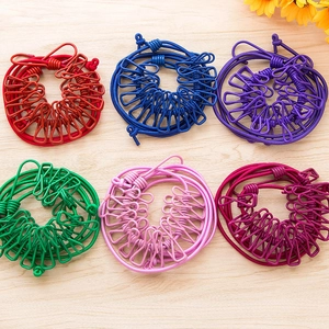 Portable Elastic Clothesline Windproof Travel Laundry Drying Rope With Metal Clips And Hooks For Outdoor Camping