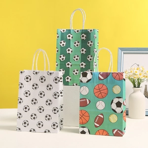 Sports Theme Gift Bags Football Soccer Basketball Kraft Paper Portable Birthday Party Favors Treats Goodie Bags