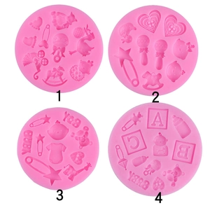 Silicone Cake Decorating Mold Baby Shower Theme Stroller Bottle Fondant Chocolate Baking Tool DIY